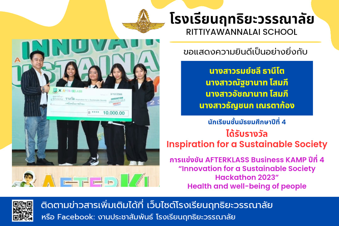 Read more about the article รางวัล Inspiration for a Sustainable Society จากรายการ AFTERKLASS Business KAMP ปีที่ 4
